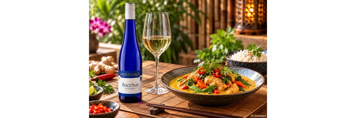 BACCHUS BLUE: Der fruchtig-liebliche Wein zu Curry und asiatischer Küche - Bacchus Blue: Wein zu Curry &amp; Asia-Küche | WeinEwald24.de