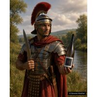 Römer mit Stichwaffe in den Auen